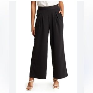 Max Studio Black Elastic Waist Wide Leg Pants 12W Workwear Minimalist Normcore